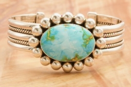 Artie Yellowhorse Genuine Sonoran Gold Turquoise Sterling Silver Bracelet
